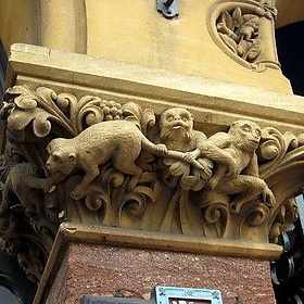 Detail of a column of the Hereford Museum and Art Gallery - The Sly Gentleman