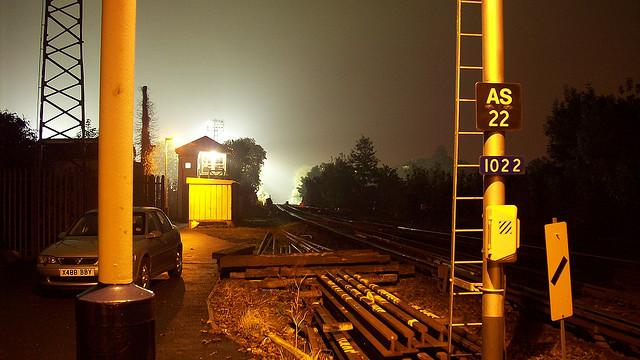 Railway lit by Rec floodlights