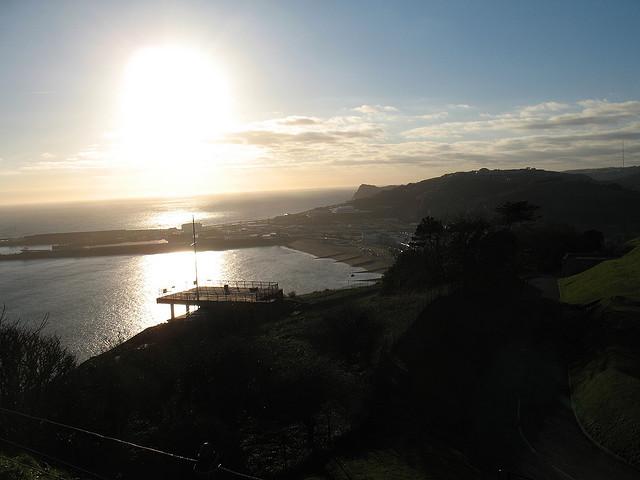 Dover Port as the sun sets...  around 3PM..
