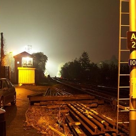 Railway lit by Rec floodlights - Secret Pilgrim