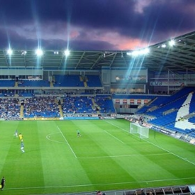 Night begins to fall over Cardiff City Stadium - joncandy
