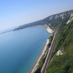 Dover to Folkestone railway line - Between a Rock