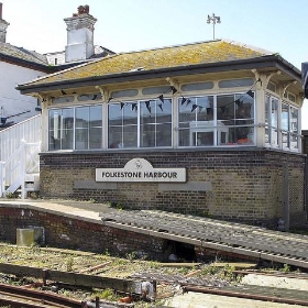 Folkestone Harbour Signal Box with Black Bunting - Smudge 9000