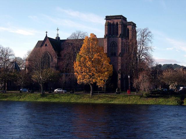 Autumn along the river Ness in Inverness Scotland