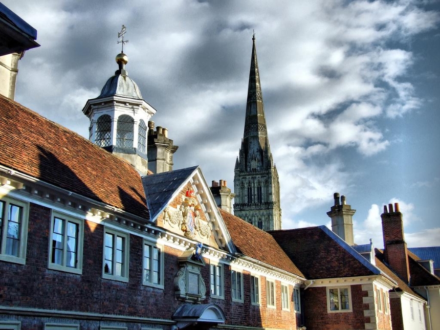 Salisbury Cathedral school and spire