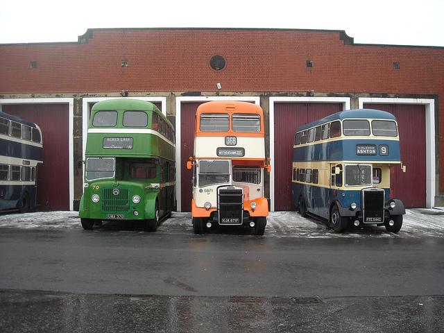 Three buses from a bygone era
