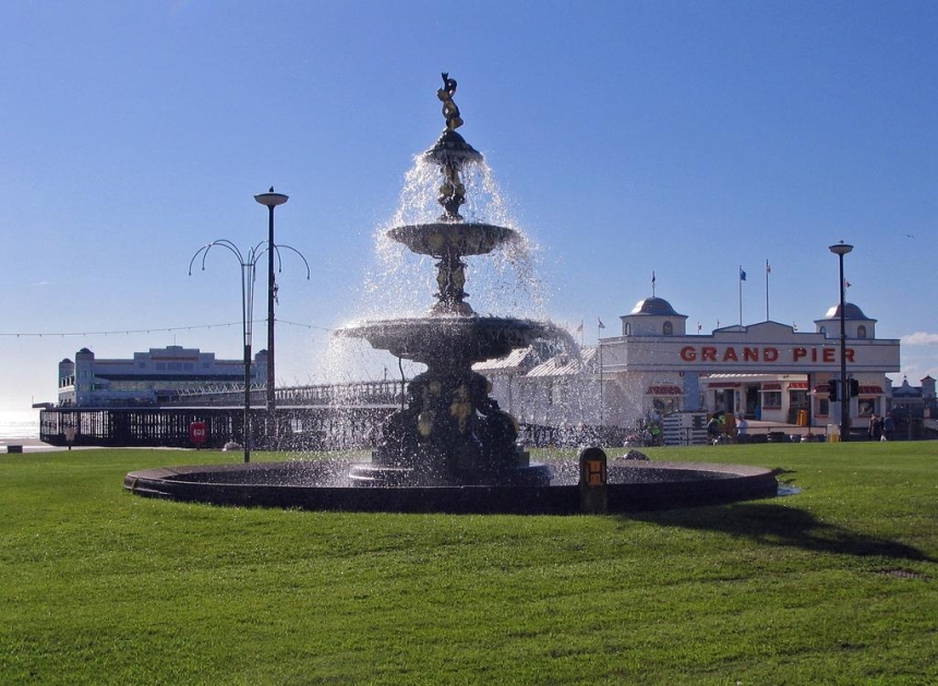 The fountain and pier in Weston-super-Mare